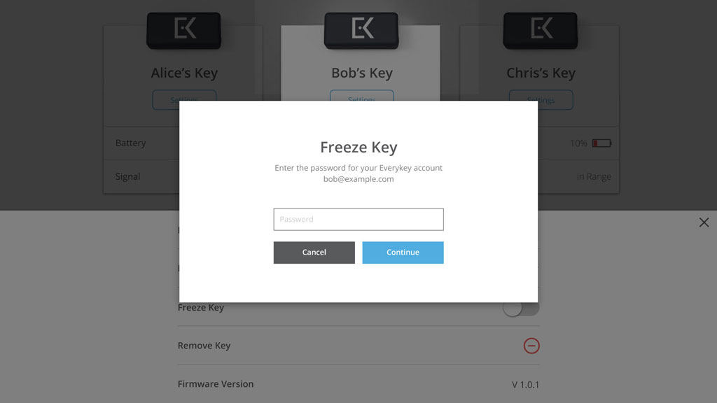 everykey freeze prompt
