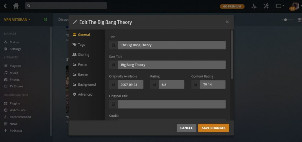 plex edit window