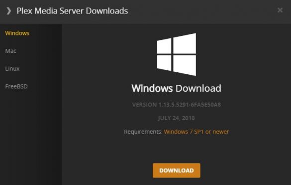 plex media server download for windows 8